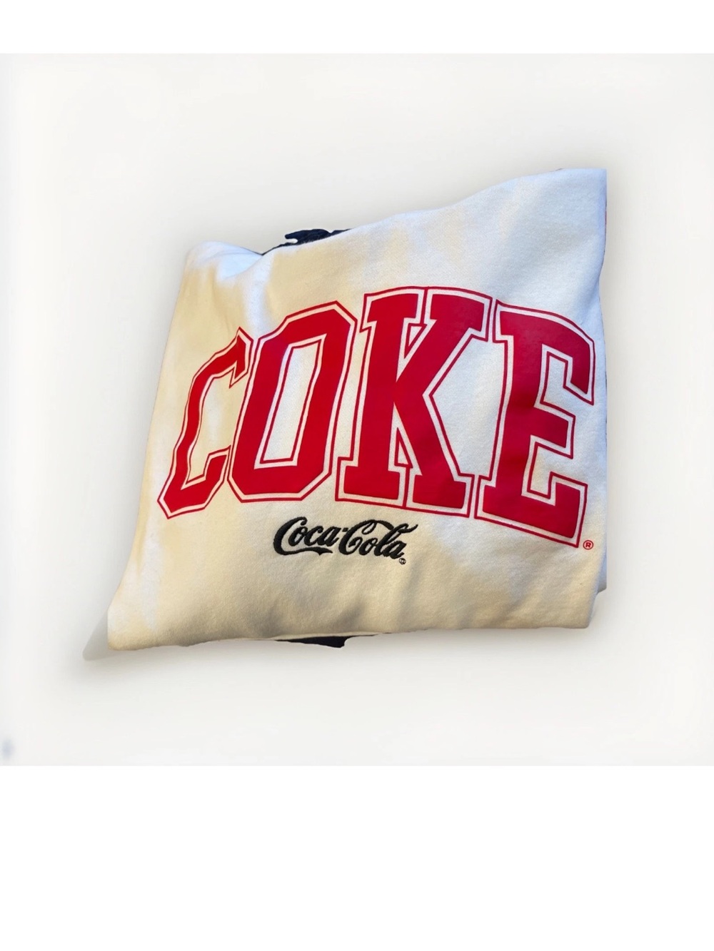 Coca-Cola White Hoodie with Bold Red BLOCK COKE Graphic